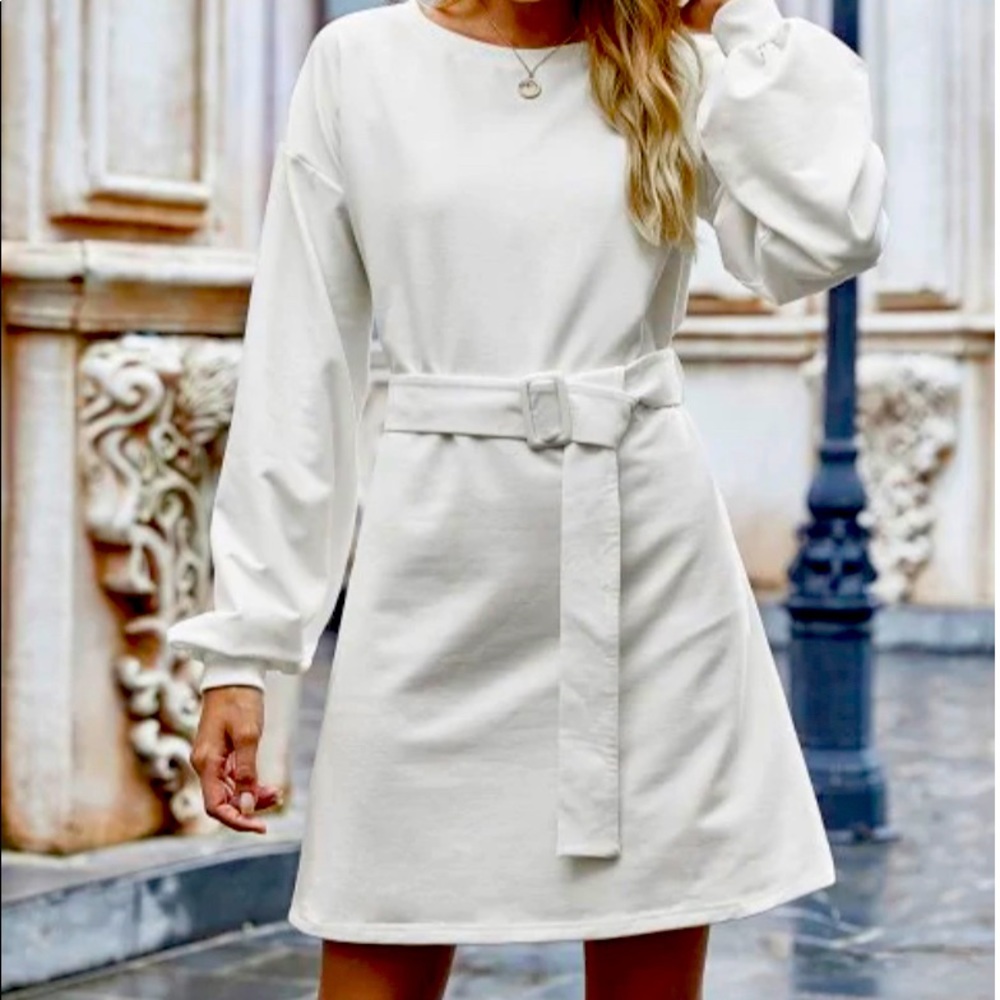 White sweatshirt dress